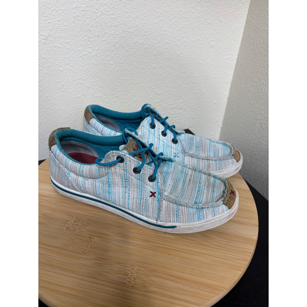 Hooey by‎ Twisted X Women's Lopers Shoes 8M Kicks Blue White Striped Textile Moc